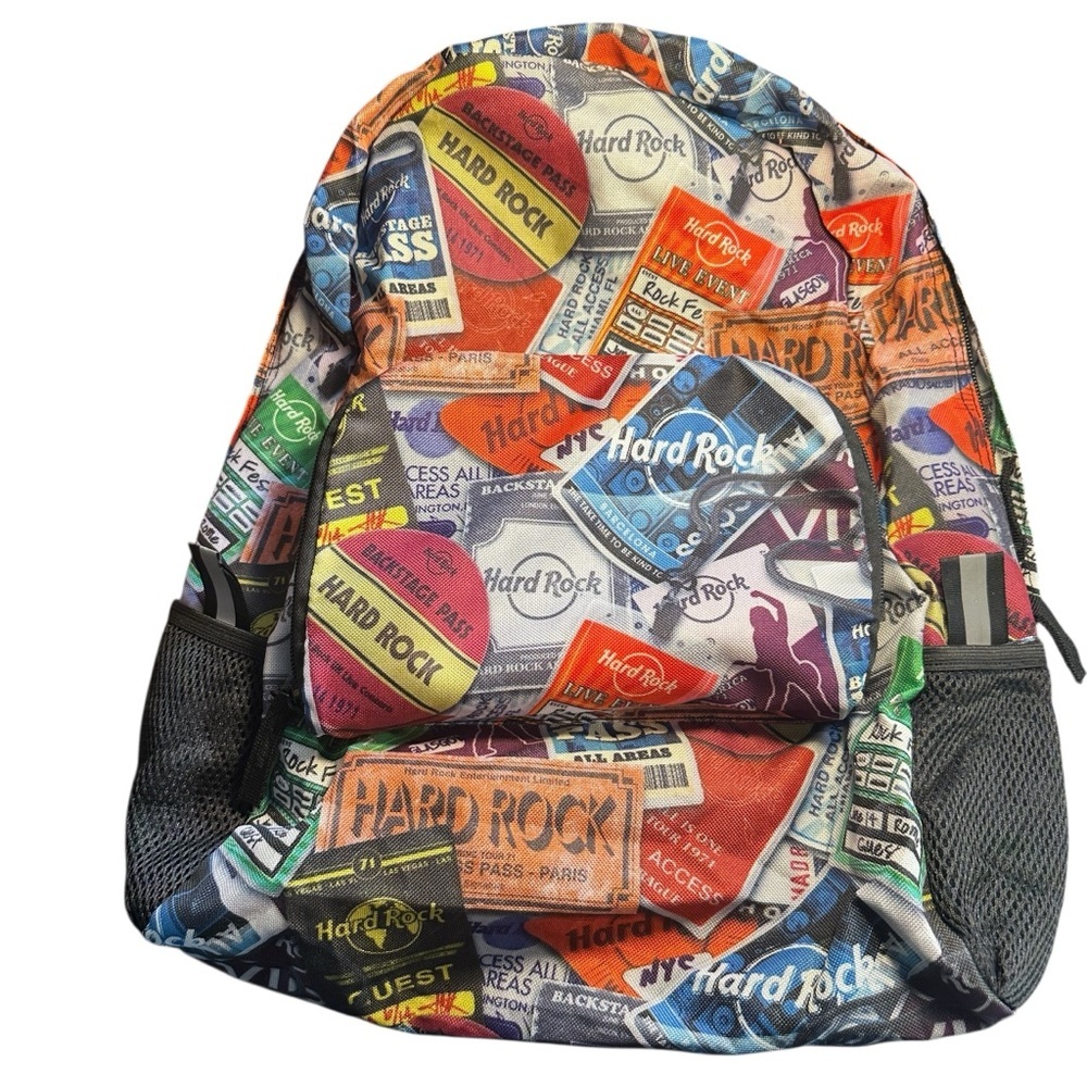 Hard Rock Cafe Colorful Graphic Backpack great for travel NWOT